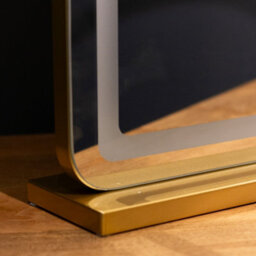 Downton Interiors Gold Metal Frame Led Vanity Dressing Tabletop Mirror 70Cm - Soho Collection - thumbnail 5