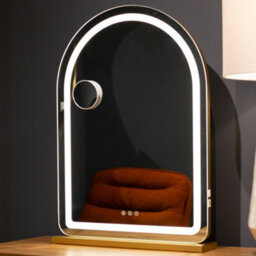 Downton Interiors Gold Metal Frame Led Vanity Dressing Tabletop Mirror 70Cm - Soho Collection - thumbnail 3
