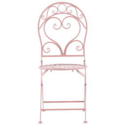Beliani Pink Vintage Scrollback Outdoor Chairs 2-Pack - Powder-Coated Iron, No Assembly Required - thumbnail 4