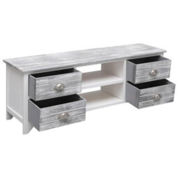 Berkfield Tv Cabinet White And Grey 108X30X40 Cm Solid Paulownia Wood - thumbnail 4