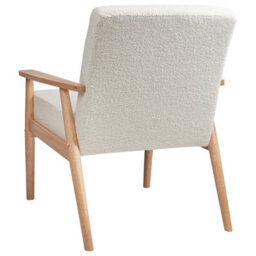 Wyld And Coco Off-White Polyester Bouclé Armchair With Light Rubberwood Frame, W62 X D80 X H79Cm - thumbnail 6