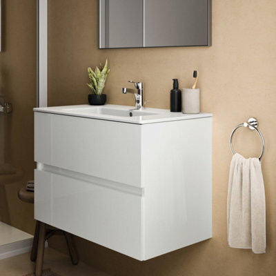 Ideal Standard Eurovit+ 800mm Wall Mounted Vanity Unit With 2 Drawers In Gloss White - image 1