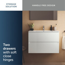 Ideal Standard Eurovit+ 800mm Wall Mounted Vanity Unit With 2 Drawers In Gloss White - thumbnail 8