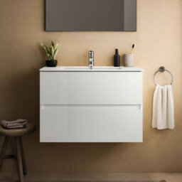 Ideal Standard Eurovit+ 800mm Wall Mounted Vanity Unit With 2 Drawers In Gloss White - thumbnail 2