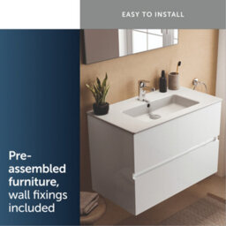 Ideal Standard Eurovit+ 800mm Wall Mounted Vanity Unit With 2 Drawers In Gloss White - thumbnail 7