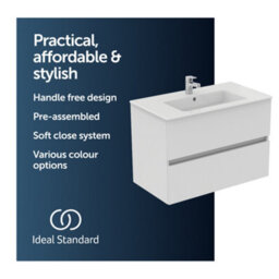 Ideal Standard Eurovit+ 800mm Wall Mounted Vanity Unit With 2 Drawers In Gloss White - thumbnail 5