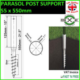 "Parasol Post Spike Fence Support Ground Screw Holder Anchor Round 55 X 550mm (2.1 X 21.5"")" - thumbnail 2