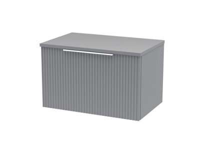 Balterley Tixall Fluted 1 Drawer Wall Hung Vanity Unit With Worktop, Satin Grey, 600mm - image 1