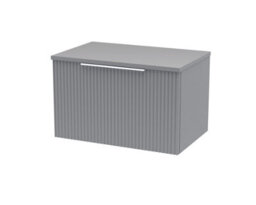 Balterley Tixall Fluted 1 Drawer Wall Hung Vanity Unit With Worktop, Satin Grey, 600mm