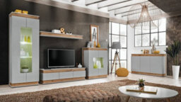 Arte Berlin Sideboard Cabinet 150Cm Grey & Oak Artisan - Modern Storage Unit With Handle-Free Doors And Categorical Storage - thumbnail 3