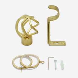 Brushed Gold 28mm Cage Fixed Length Metal Curtain Pole  250Cm - thumbnail 3