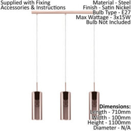 Elegant Satin Nickel Pendant Ceiling Light With Copper Glass Shade - thumbnail 2