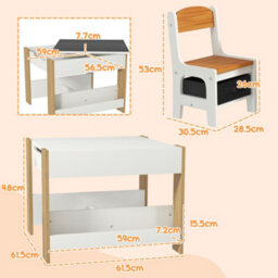Homcom 3-Piece Kids Table And Chair Set For Nursery, Playroom, Classroom - thumbnail 3