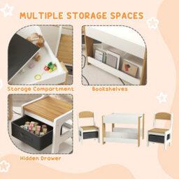 Homcom 3-Piece Kids Table And Chair Set For Nursery, Playroom, Classroom - thumbnail 6