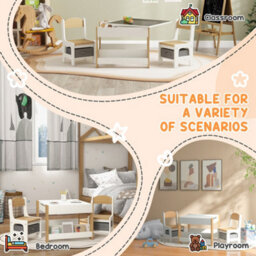Homcom 3-Piece Kids Table And Chair Set For Nursery, Playroom, Classroom - thumbnail 7