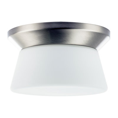 Happy Homewares Modern Satin Nickel Led Bathroom Ceiling Light With Opal White Glass - image 1