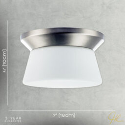 Happy Homewares Modern Satin Nickel Led Bathroom Ceiling Light With Opal White Glass - thumbnail 7