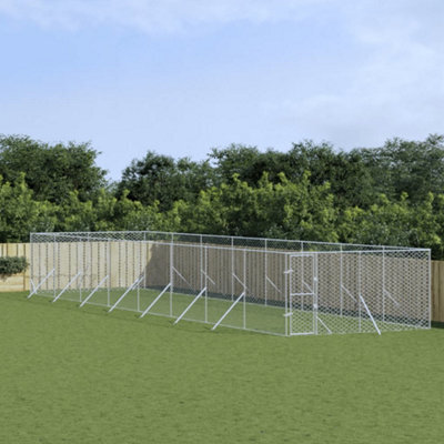 Walplus Outdoor Dog Kennel Silver 4X16X2 M Galvanised Steel - image 1