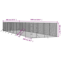 Walplus Outdoor Dog Kennel Silver 4X16X2 M Galvanised Steel - thumbnail 4