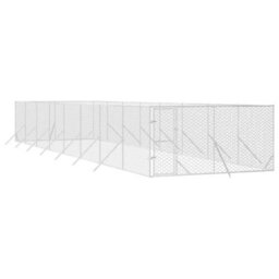 Walplus Outdoor Dog Kennel Silver 4X16X2 M Galvanised Steel - thumbnail 3