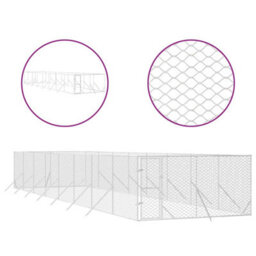 Walplus Outdoor Dog Kennel Silver 4X16X2 M Galvanised Steel - thumbnail 2