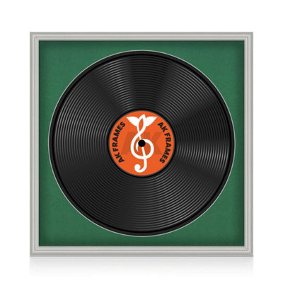 "16X16"" Light Grey Classic Vinyl Record Frame With Emerald Mount For 12 Inch Lp Disc - Ak Frames" - image 1