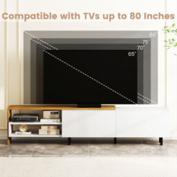 Costway Tv Stand For 80 Inches Tvs 181Cm Long Entertainment Center With Storage Shelves - thumbnail 5