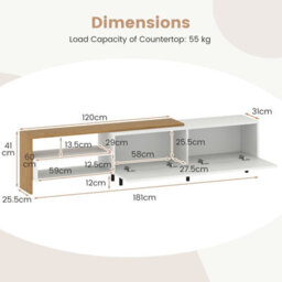 Costway Tv Stand For 80 Inches Tvs 181Cm Long Entertainment Center With Storage Shelves - thumbnail 3