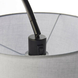 1.6M Curved Floor Lamp Matt Black & Grey Shade Free Standing Living Room Light - thumbnail 5