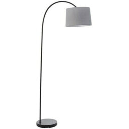 1.6M Curved Floor Lamp Matt Black & Grey Shade Free Standing Living Room Light