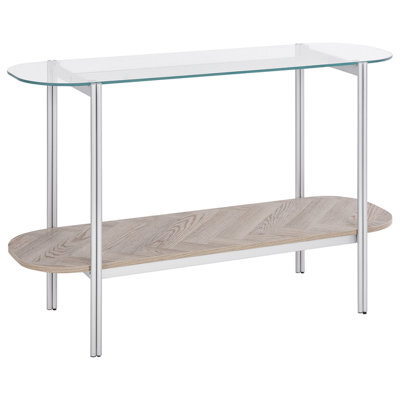 Beliani Console Table Lovell Tempered Glass Silver - image 1