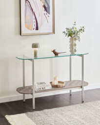 Beliani Console Table Lovell Tempered Glass Silver - thumbnail 2