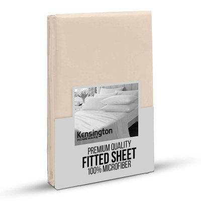 Bedlooms King Fitted Sheet 25Cm Extra Deep - Soft Microfiber Deep Pocket Elacticated Bed Fitted Sheets Beige, 152X200 Cm - image 1