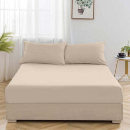Bedlooms King Fitted Sheet 25Cm Extra Deep - Soft Microfiber Deep Pocket Elacticated Bed Fitted Sheets Beige, 152X200 Cm - thumbnail 2