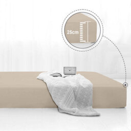 Bedlooms King Fitted Sheet 25Cm Extra Deep - Soft Microfiber Deep Pocket Elacticated Bed Fitted Sheets Beige, 152X200 Cm - thumbnail 3