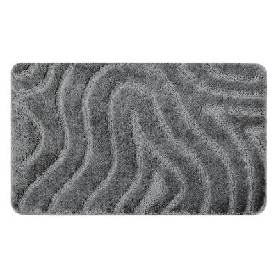 RugsX Bathroom Rug Supreme Waves, Non-Slip, Soft - Grey 60X100 Cm - image 1