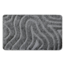 RugsX Bathroom Rug Supreme Waves, Non-Slip, Soft - Grey 60X100 Cm - thumbnail 1