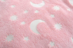 Homes & Linen Glow In The Dark Fleece Blanket Throw With Moons And Stars Pattern Super Soft Blanket For All Seasons Stars Pink, 100 X 150Cm - thumbnail 2