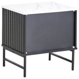 Wyld And Coco Novahome Two Drawer Bedside Table Black Marble-Effect Mdf Nightstand 48 X 40 X 50 Cm - thumbnail 6