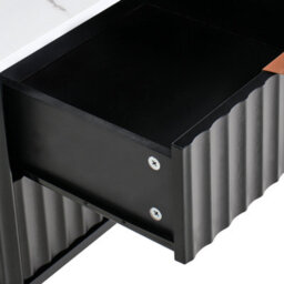 Wyld And Coco Novahome Two Drawer Bedside Table Black Marble-Effect Mdf Nightstand 48 X 40 X 50 Cm - thumbnail 7
