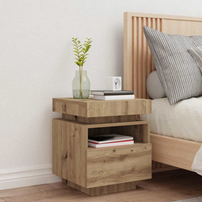 Berkfield Bedside Cabinet With Led Lights Artisan Oak 40X39X48.5 Cm - image 1