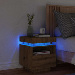 Berkfield Bedside Cabinet With Led Lights Artisan Oak 40X39X48.5 Cm - thumbnail 4