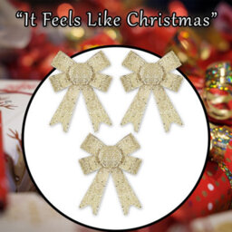 Tinsel Bows Christmas Decoration X 3 10Cm X 13Cm X 3Cm Champagne - thumbnail 7