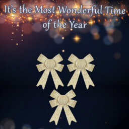 Tinsel Bows Christmas Decoration X 3 10Cm X 13Cm X 3Cm Champagne - thumbnail 3
