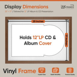 "AK Frames 25X17"" Walnut Modern Vinyl Record Frame With White Mount For 12 Inch Lp Cover & Disc - Overlapped Design" - thumbnail 2
