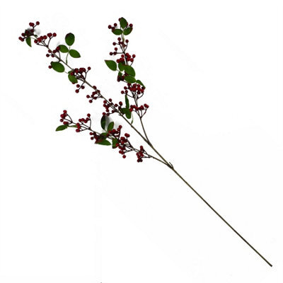 Leaf 80Cm Artificial Red Christmas Berry Spray - image 1