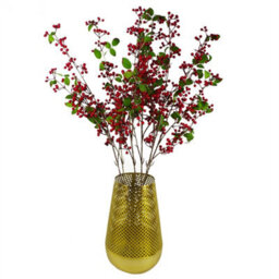 Leaf 80Cm Artificial Red Christmas Berry Spray - thumbnail 4