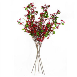 Leaf 80Cm Artificial Red Christmas Berry Spray - thumbnail 3