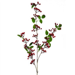 Leaf 80Cm Artificial Red Christmas Berry Spray - thumbnail 2