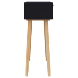 Berkfield Console Table Black 80X30X75 Cm Solid Wood Pine&natural Rattan - thumbnail 5